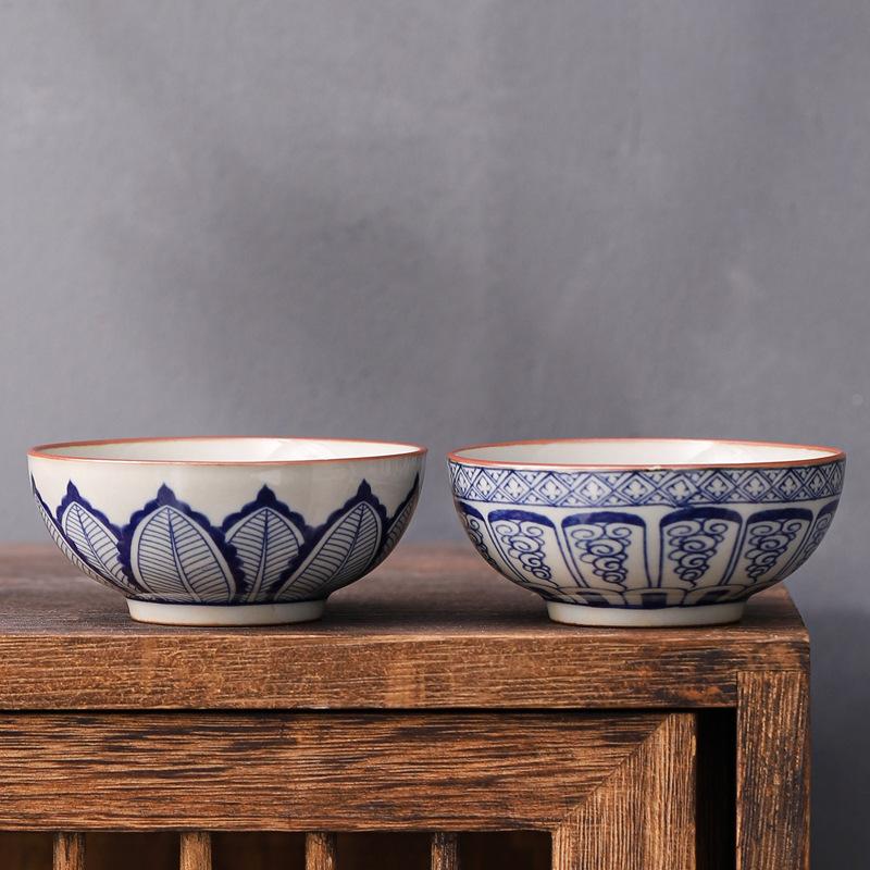 Vintage Blue and White Master Cup Ceramic Household Guest Cup Grass Ash Small Tasting Cup Old Clay Single Cup Entwined Lotus