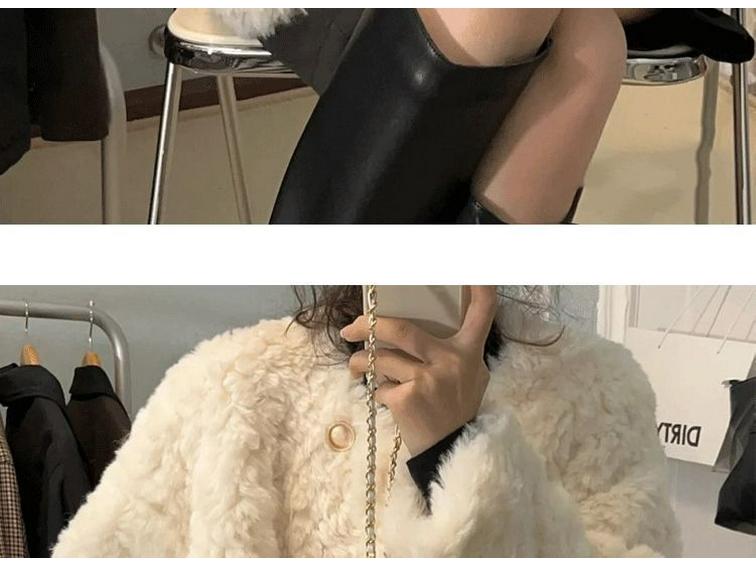 Women's Petite Chenille Angora Fur Coat - Winter 2025 Collection: Loose Fit, Plus Cotton, Stylish and Soft