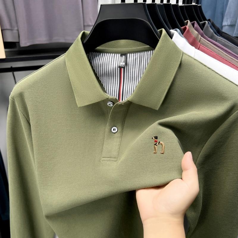 Marken-Polohemd aus 100% Baumwolle, langärmlig, leichter Luxus, neu, Cartoon-Hund-Stickerei, Herren-Poloshirt, hochwertige Modeoberbekleidung