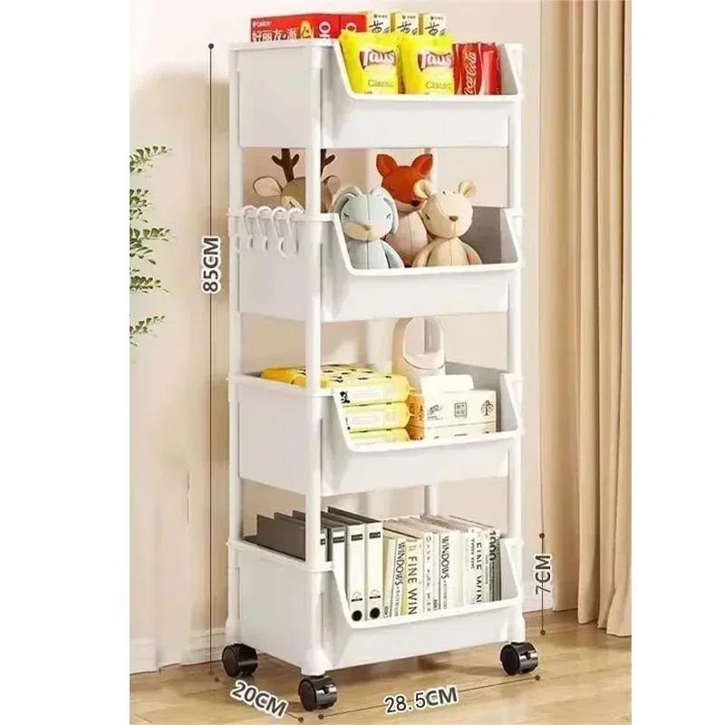 Mobile Bookshelf Multi-Layer Bathroom Shelves With Wheels Kitchen Groceries Organizer Shelf Bedroom Storage Rack Utility Cart