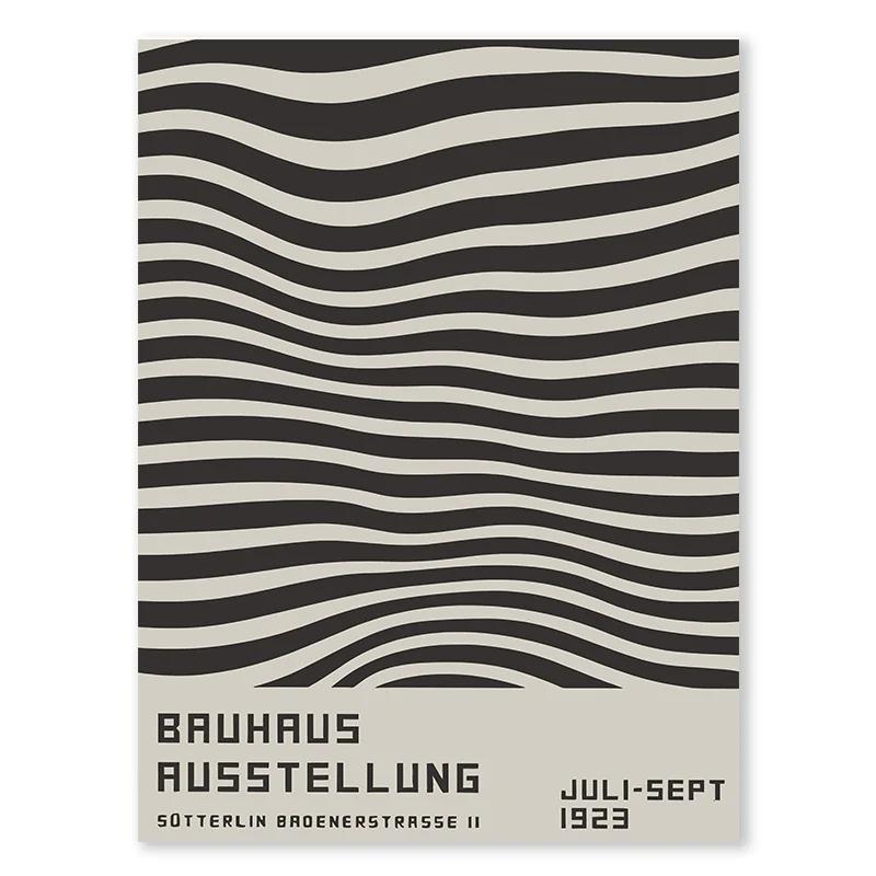 Black and White Bauhaus Minimalist Dark Series Poster Abstract Square Chair Line Canvas Painting Bedroom Living Room Wall Art