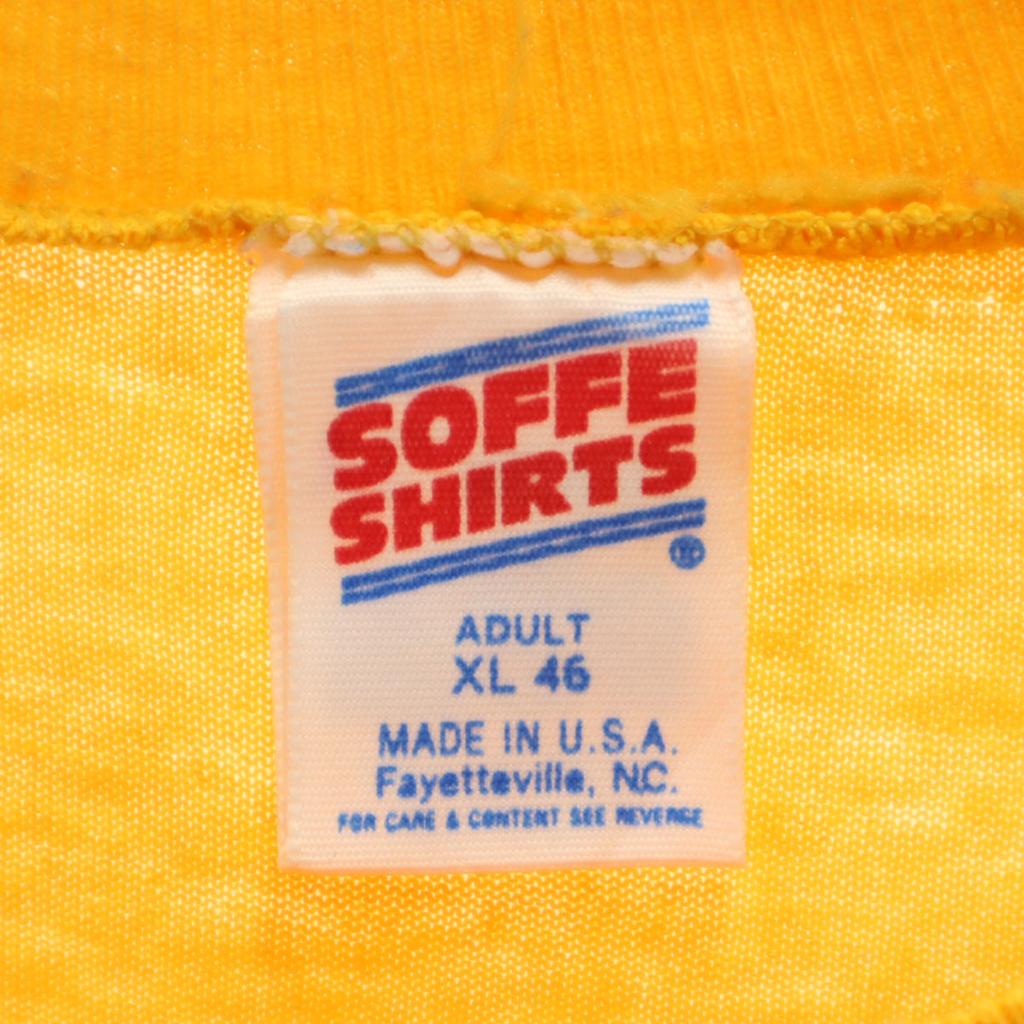 SOFFE 90s Made In USA Old Short Sleeve T-shirt XL Yellow Single Stitch Men's Used