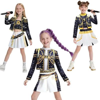 Kids Girls Kpop Demon Hunter Cosplay Rumi Zoey Mira Cosplay Costume Set 3D Print Child Stage Performance Clothes Halloween Party