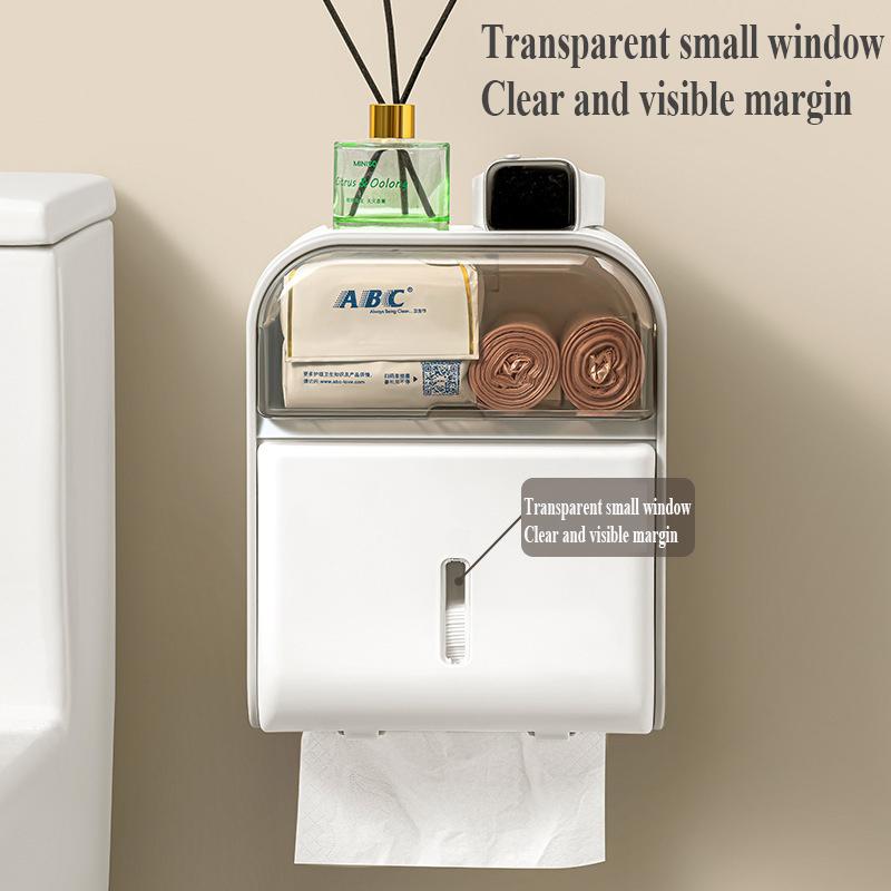 Cream style toilet tissue box, wall mounted, high-end, waterproof, no drilling, high-end hand wiping toilet paper box