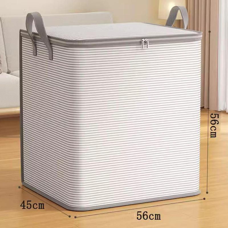 1Pc Portable Large Capacity Quilt Storage Bag Foldable Cute Strip Pattern Clothes Organizer Perfect Home Moving Storage Bag