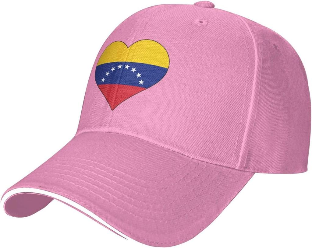 Venezuela Flag Heart Baseball Cap Polyester Adjustable Outdoor Sun Hat Unisex