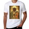 Polnische Schwarze Madonna Ikone Christliche Katholische Kunst Unsere Liebe Frau von Tschenstochau Wandkunst T-Shirt Sommerdruck Kurzarm-T-Shirt