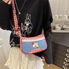Plaid Lattice Shoulder Bag Leisure Crossbody Bag Vintage Denim Underarm Bag Outdoor