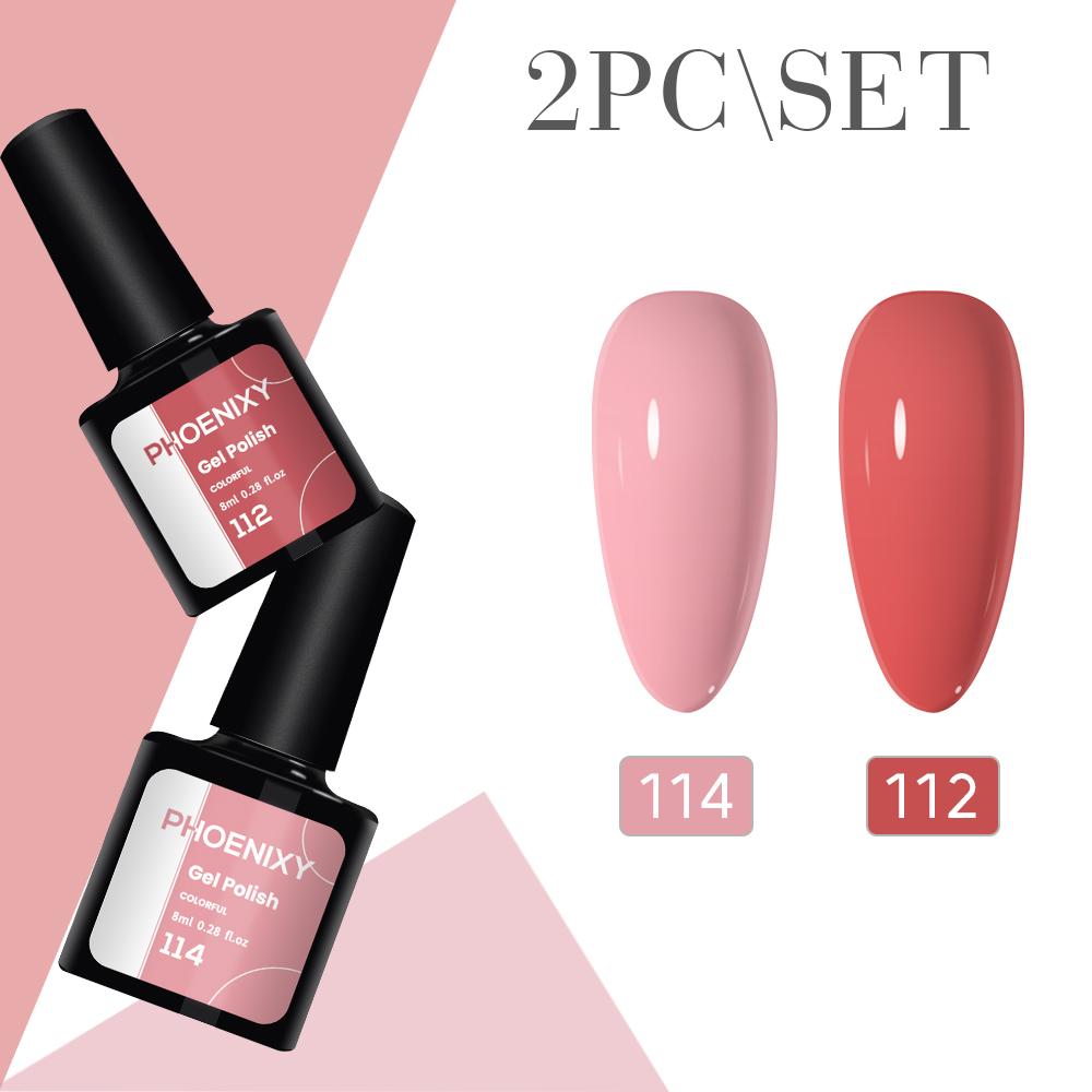PHOENIXY Gel-Nagellack-Set, 2-teiliges Farben-Nagellack-Soak-Off-Gel-Set, reines Farbgel für Nail-Art-Design