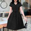 ZANZEA Rochie Casual de Vară cu Mânecă Scurtă și Gât în V pentru Femei, Culoare Solidă