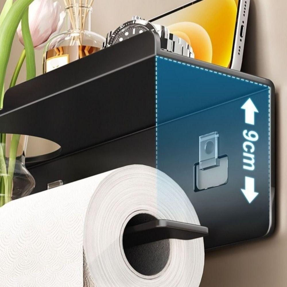 Punch-Free Installation Wall Mount Tissue Roll Rack Bathroom Storage Shelf Home Organization