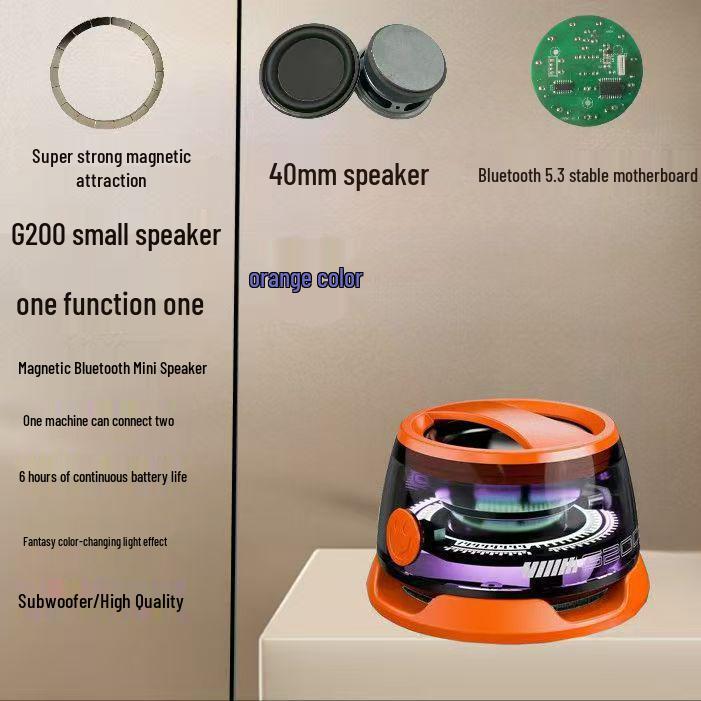 Portable Bluetooth Magnetic Speaker with Subwoofer, Long Battery Life, G200 Cross-border Small Speaker