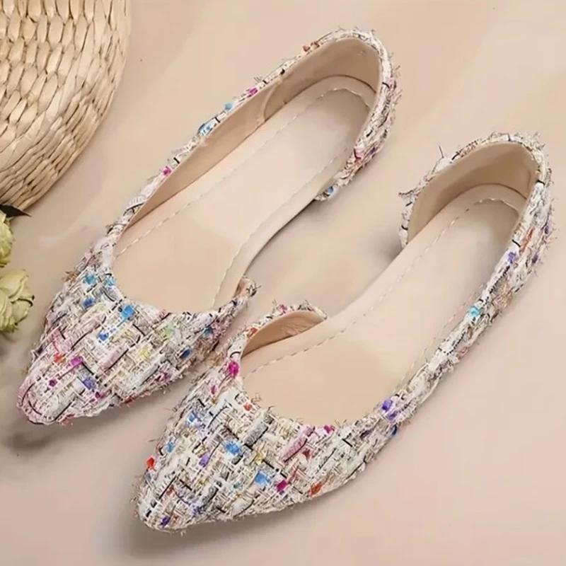 Mode Spitzschuhe Damen Ballerinas Lässige Sandalen Strick 2024 Mode Neue Laufkleidschuhe Bequem Klassisch Mujer Chaussures