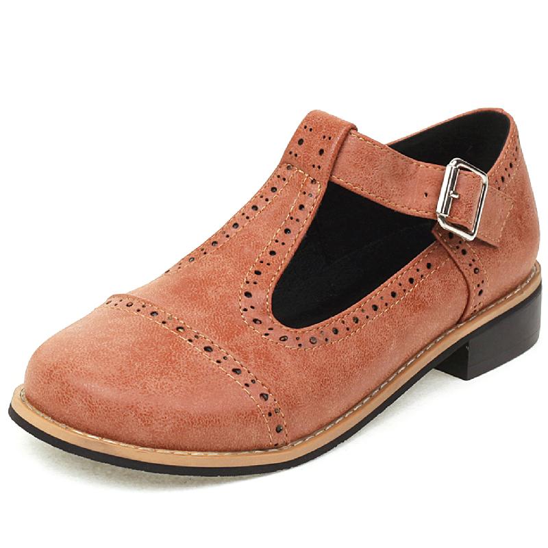 

Модные винтажные туфли-лоферы для женщин, повседневные туфли с Т-образным ремешком, модная плоская обувь для студентов, туфли-оксфорды для девочек, большой размер 48 35