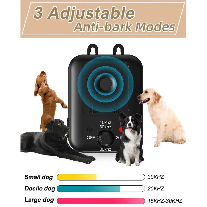 Automatic Anti-barking Device for Dog Barking Control, Rechargeable Ultrasonic Dog Barking Deterrent Device, Outdoor and Indoor