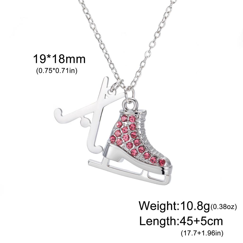 My Shape Colorful Rhinestone Ice Skate Shoes Pendant Necklace Hockey Charm Chains For Women Sports Fan Birthday Jewelry Gift