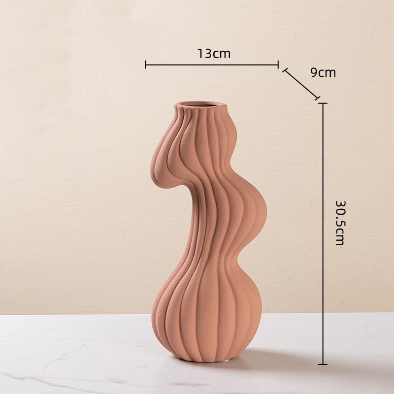 Ceramic Vase Geometric Twisted Stripes Abstract Flower Arrangement Accessories Flower Vase Home Decoration Accessories