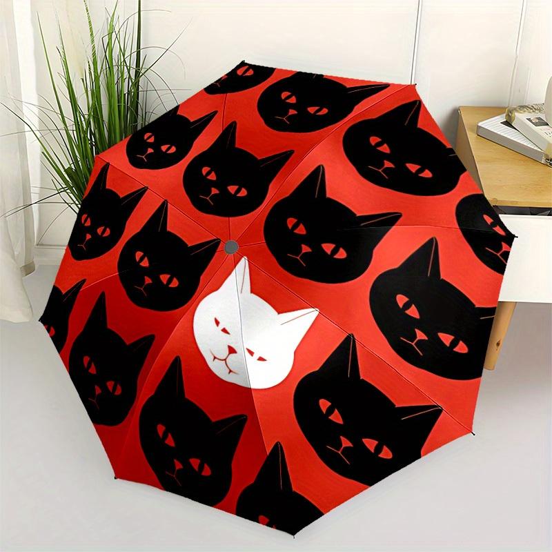 1pc Cat Circle Automatic Open/close Umbrella, 8-Rib Sturdy Structure, Portable Travel Umbrella, Parties, Everyday Use, Outdoor Accessory, Ar