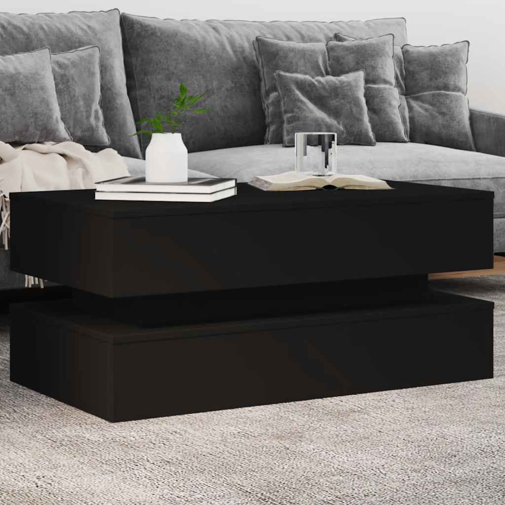 LED Coffee Table Black 90 x 50 x 40 cm