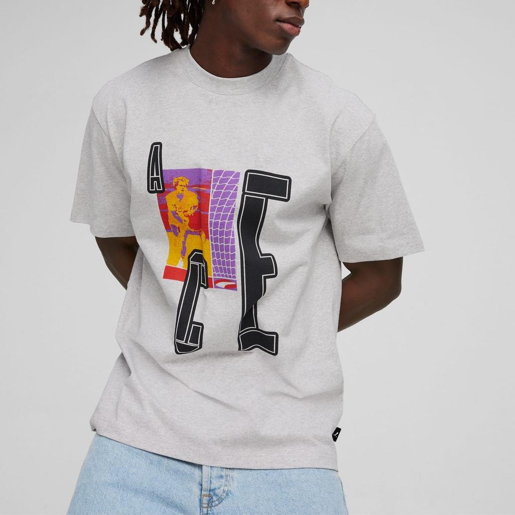 Puma House Of Graphics Series Letter Print Loose Casual Sports Crew Neck Short Sleeve T-Shirt Men Tops Gray 624049-04