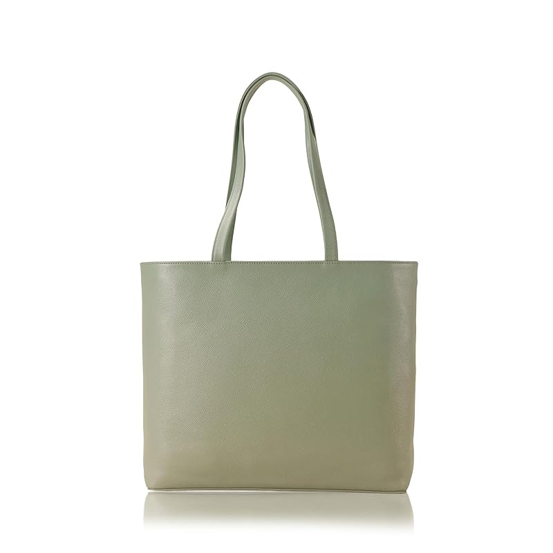 

[Business Leather Factory] A4 tote bag Water repellent original leather cow leather unisex Compatible with 14 inch PC With zipper (mint gray)