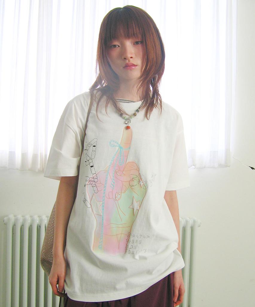 NICEGHOSTCLUB Rainbow Finger Tee_White(Ng2Gmut514A)