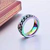 Men's Titanium Steel Rotatable Chain Ring with Embossed Pattern and Built-in Bottle Opener