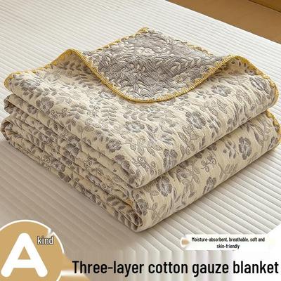 Pure Cotton Three-Layer Gauze Blanket: Nap, Sofa Cover, Shawl, and Quilt