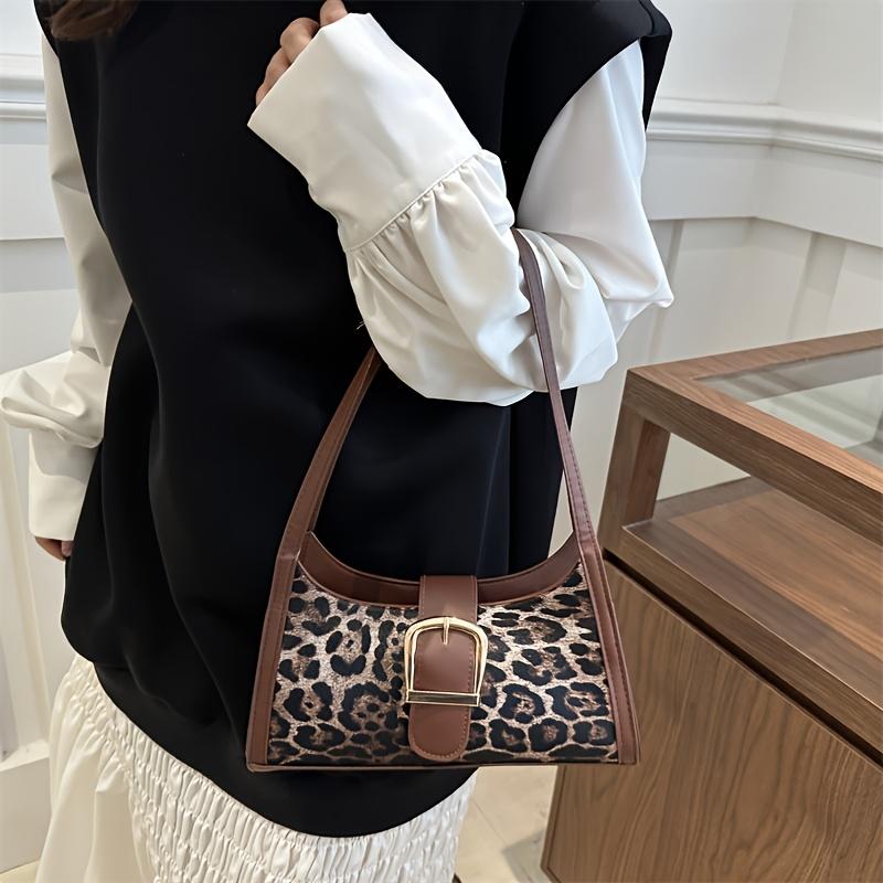 Women's Handbag, Retro Fashionable Leopard Print Versatile Underarm Shoulder Bag, Suitable for Work, Shopping, Commuting, and Vacation Occasions.