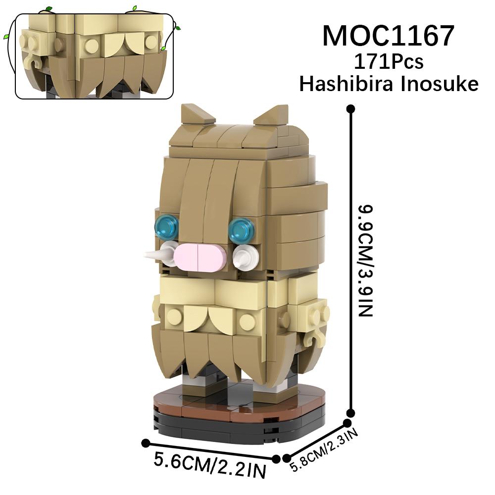 MOC Demon Bricks Anime Figure Slayer Head Tanjirou Mitsuri Inosuke Building Blocks Friends Gift Toys For Children Adult 3D Medol