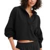 Fashion Women's Spring Autumn Hooded Sweatshirt Long Sleeve Solid Color V Neck Crop Hoodie