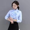 Spring Autumn New Stand Collar Ruffle Long Sleeve Blouse Women's Korean Professional Bottoming Shirt Solid Color Chiffon Shirt