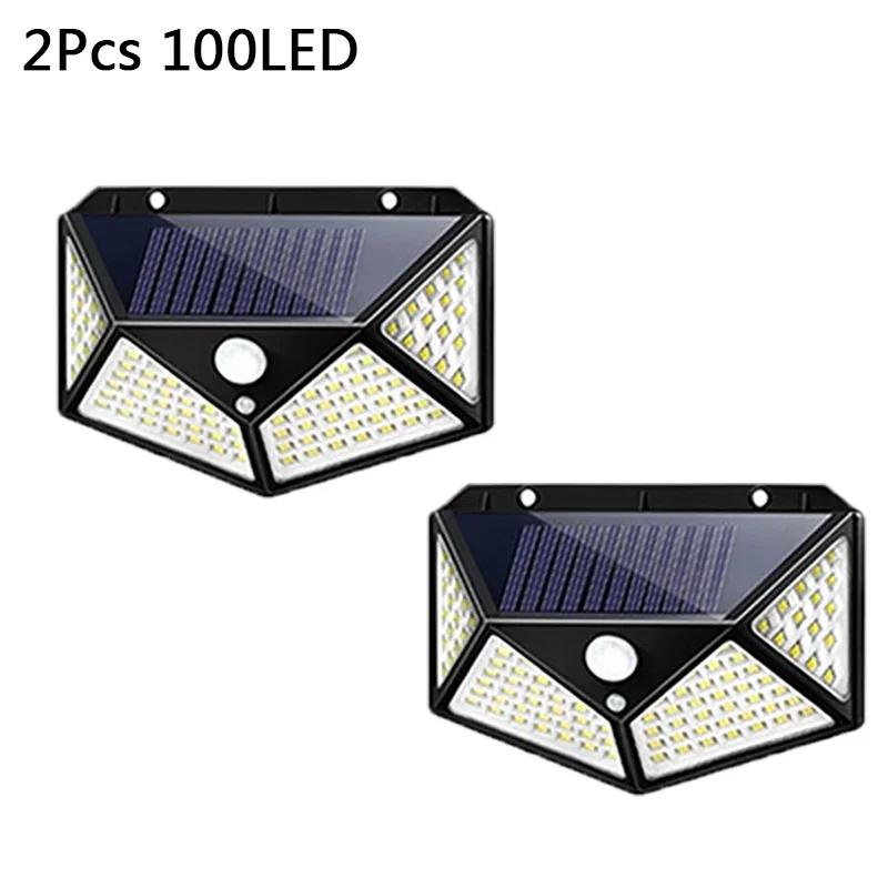 Outdoor Solar Wall Lights with Motion Sensor IP65 Waterproof 100 LEDs Solar Powered for Garden Yard Street Lighting