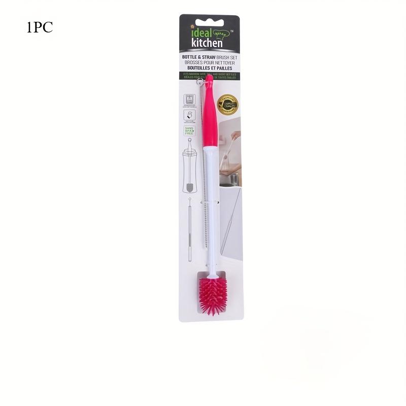 1pc 360-Degree Swivel Silicone Cleaning Brush | Dual-Length Handle with Ergonomic Grip - Multi-Surface Scrubber for Bottles/Cups