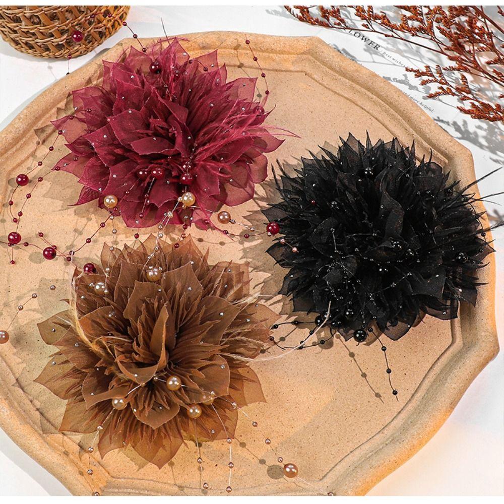 Fashion Pearl 3D Organza Flower Patch Hand-made Multi-layer Studded Patch Handmade Flower DIY Sewing Decals DIY Crafts