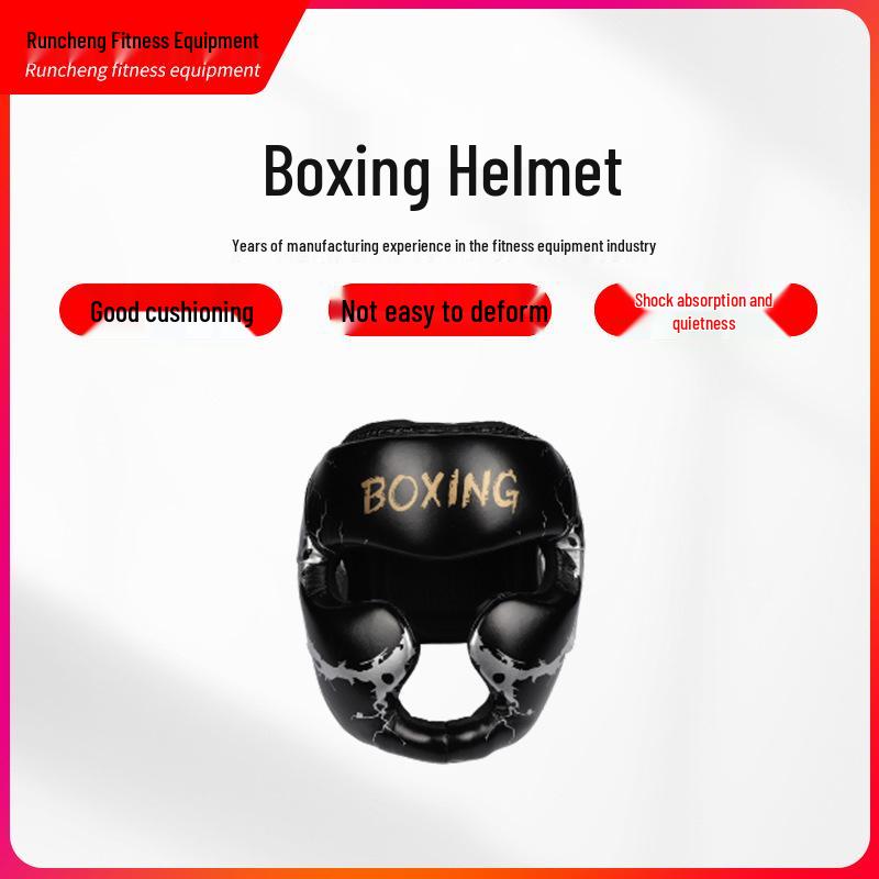 Adult Thickened Monkey Face Sanda Training Boxing Helmet чёрный