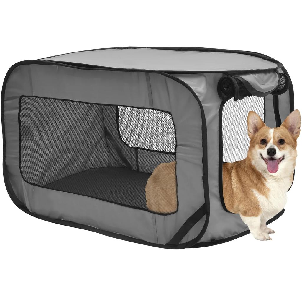 Dog Travel Crate Portable Pop Up Dog Crate with Zipper Mesh Door Foldable Small Dog Seat Kennel for Indoor Outdoor Puppy Cat.