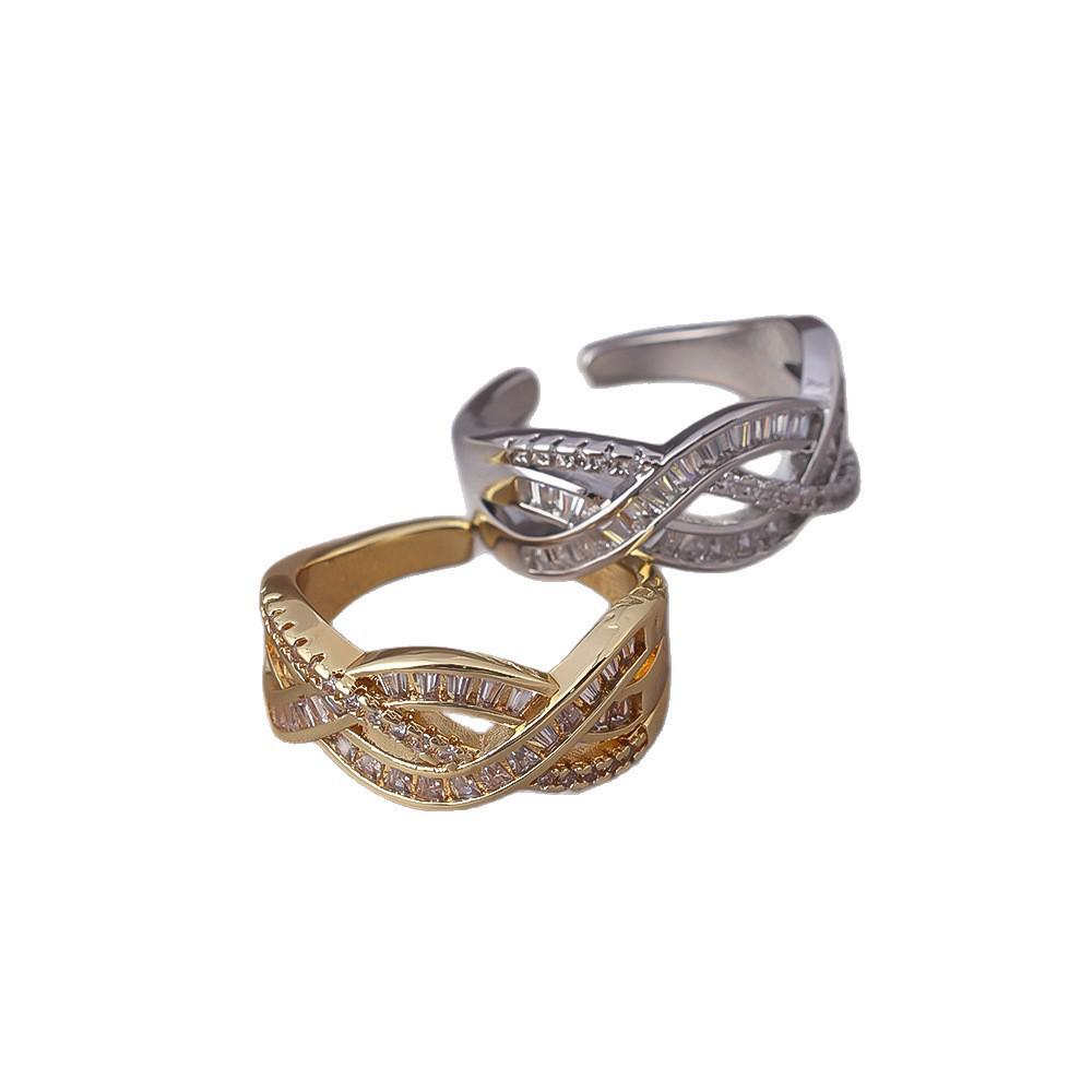 Women's Shiny Zircon Cross Adjustable Ring - Non-fading Style