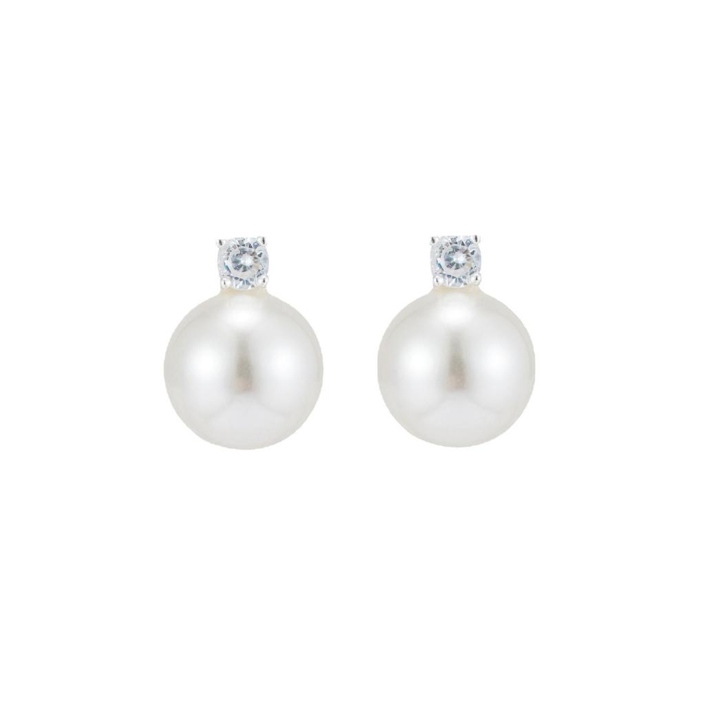 925 Silver South Sea & Akoya Baroque Pearl Stud Earrings - Perfectly Round, Lustrous, Classic Diana Style for Women