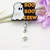 Halloween Boo Boo Crew Ghost Badge Reel, Acrylic Retractable ID Badge Holder with Swivel Clip for Nurses and Medical Staff, English Text