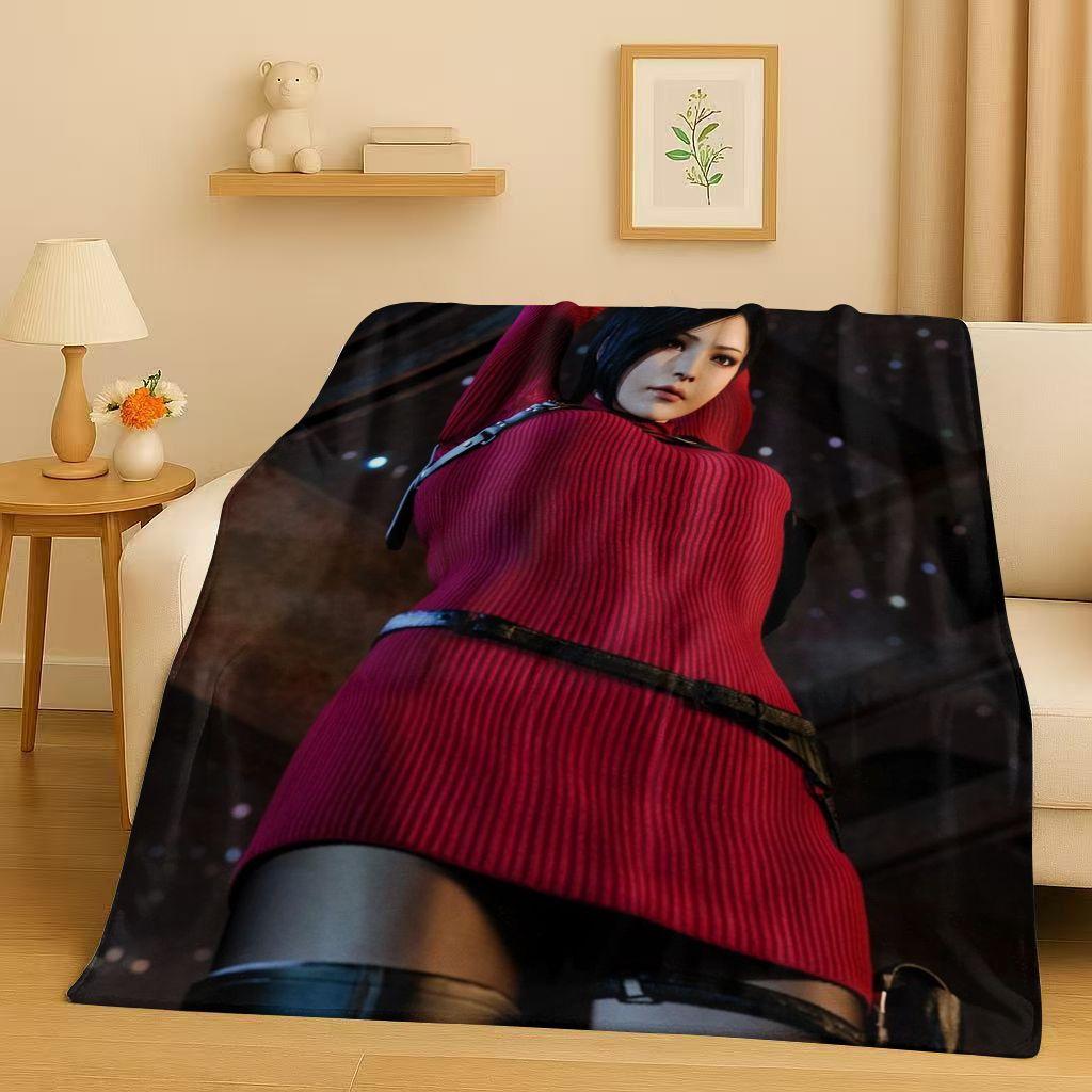 Leon R-Resident Evil Game Cartoon Gamer Flannel Blanket,Ultra Soft Warm Plush Throw for Home Bedroom Bed Sofa Cover Picnic Kids
