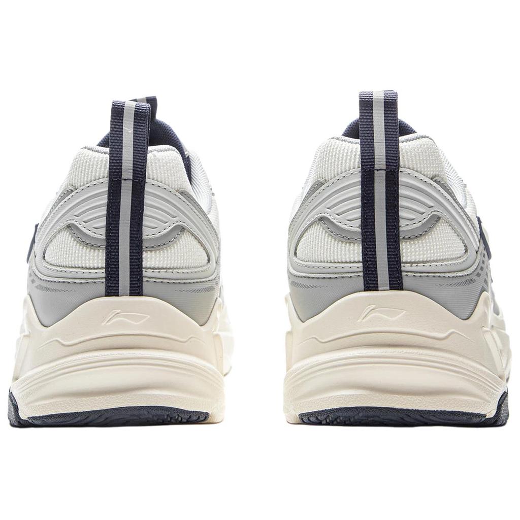 Li Ning Sports Life Collection Synthetic Leather, Textile Cushioning Low Top Chunky Sneakers Men's Ivory Gray AGCV433-4//