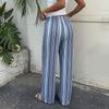 Sommer 2026 neu Amazon Europäisch und Amerikanisch grenzüberschreitend Straße trendig blaue gestreifte Schnürung locker weites Bein Hose Damen
