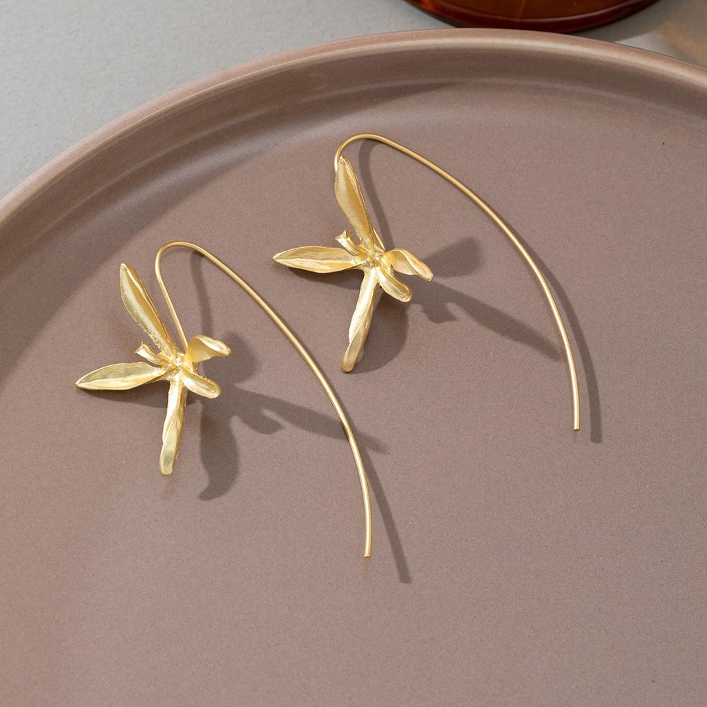 Exquisite Blooming Flower Hook Earrings Simple Accessories Gold Silver Color Plant Drop Dangle Earrings