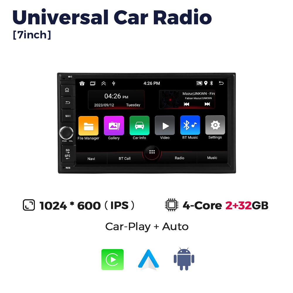 2 Din 7  GPS-навигатор Carplay Android Auto Автомагнитола MP5 Плеер IPS Экран Автомобильная Мультимедиа WiFi FM Стерео Приемник Аудио