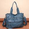 Retro Washed Leather Handbag Fashion Large-capacity Multi-pocket Tote Bag Women