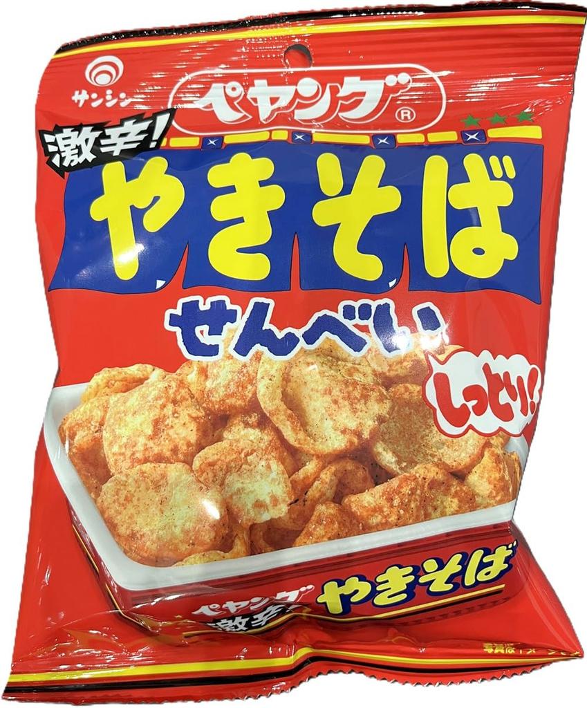 Sanshin Peyoung Super Spicy Yakisoba Moist Rice Crackers, 30g X 12 Packs
