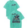 Bobeutou Western Shirts for Men Vintage Rodeo Cowboy Shirt Oversized Graphic Tees Country Concert Acid Wash T-Shirts Tops