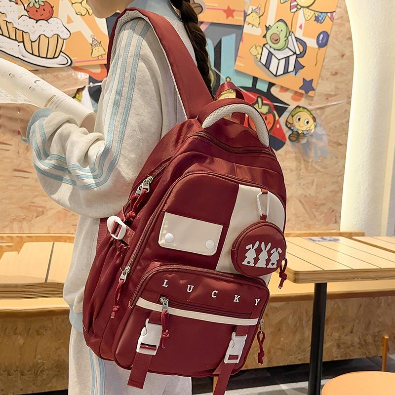Children's School Bag Elementary School Students Girls Junior High School Students Contrast Color Backpack