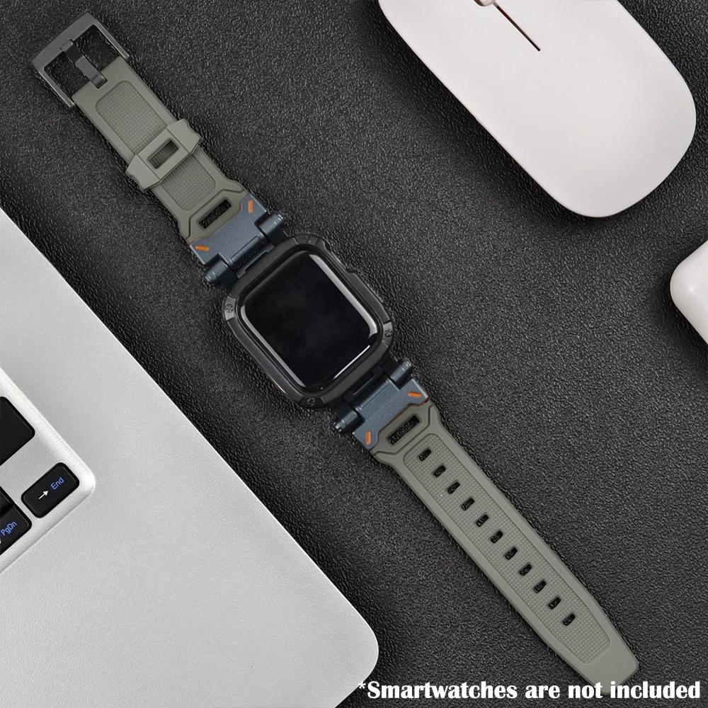 Silicone Band+Case for Apple Watch Ultra2 Strap 49mm 41mm 45mm 40mm 44mm TPU Cover+Sport Bracelet Series 9 8 7 6 SE 5 Wristband